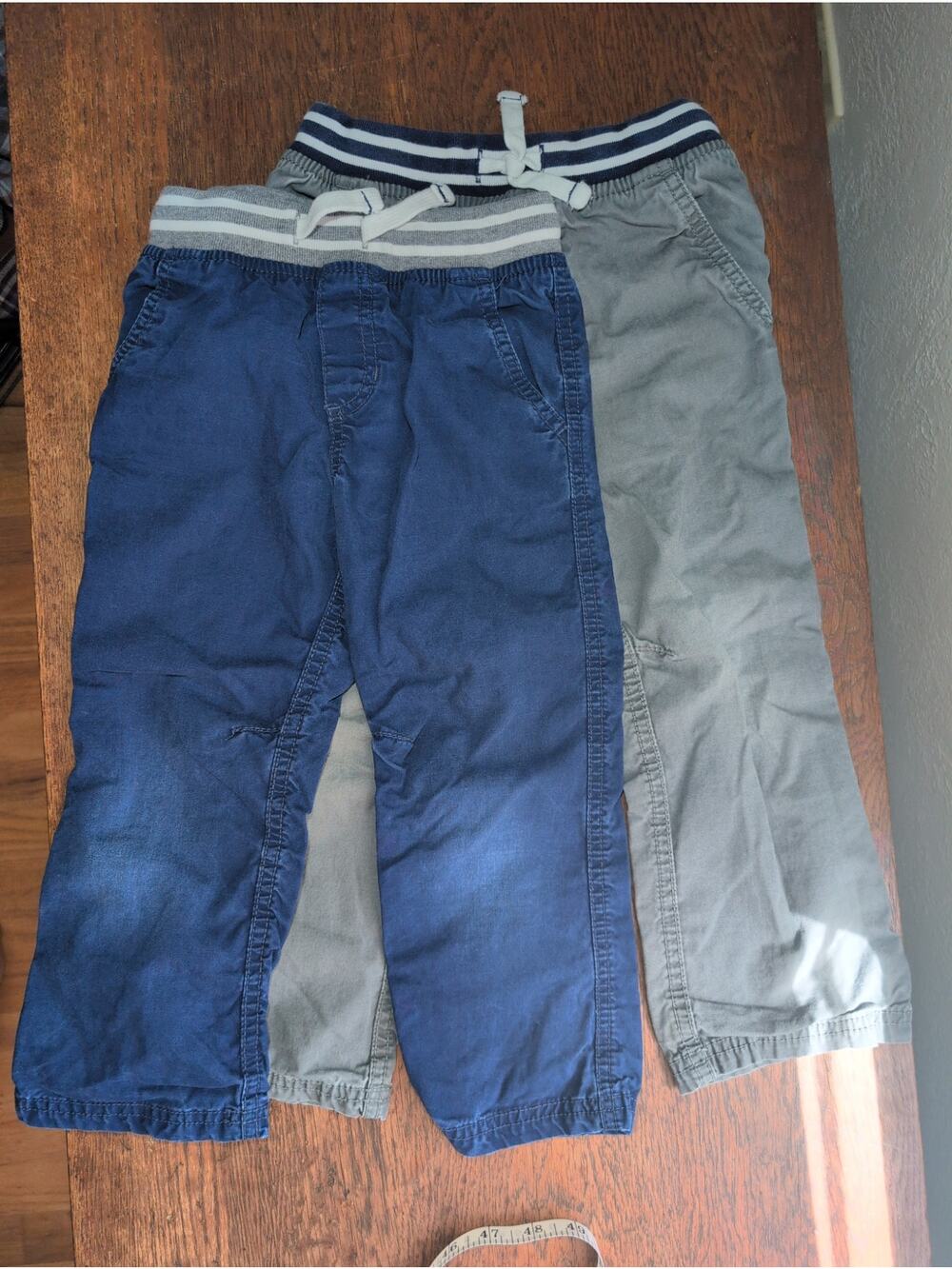 Carter's Pants Kids 2 Pair Blue 4T Grey 5T Articulated Knees‎ Cotton Drawstring